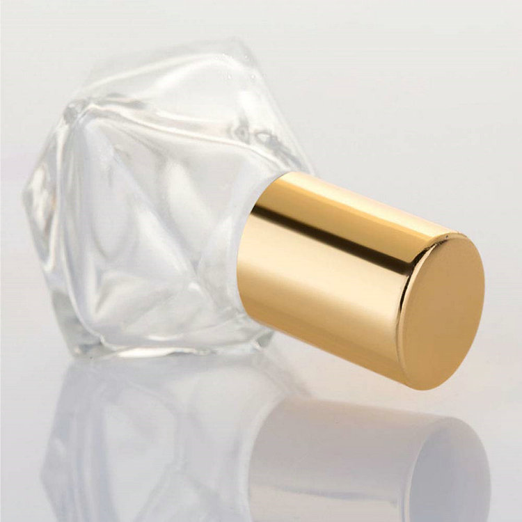 wholesale 5ml unique shape roll on glass bottle with roller ball and gold screw cap