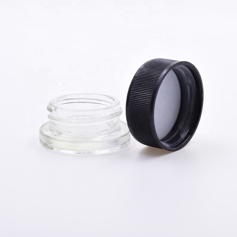wholesale 7 gram 7ml clear round kush hemp concentrate packaging eye cream cbd weed jars plastic lid child resistant glass jar