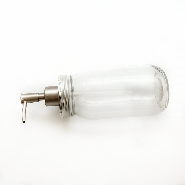 wholesale 700ml clear round glass storage jar with pump lid for shampoo