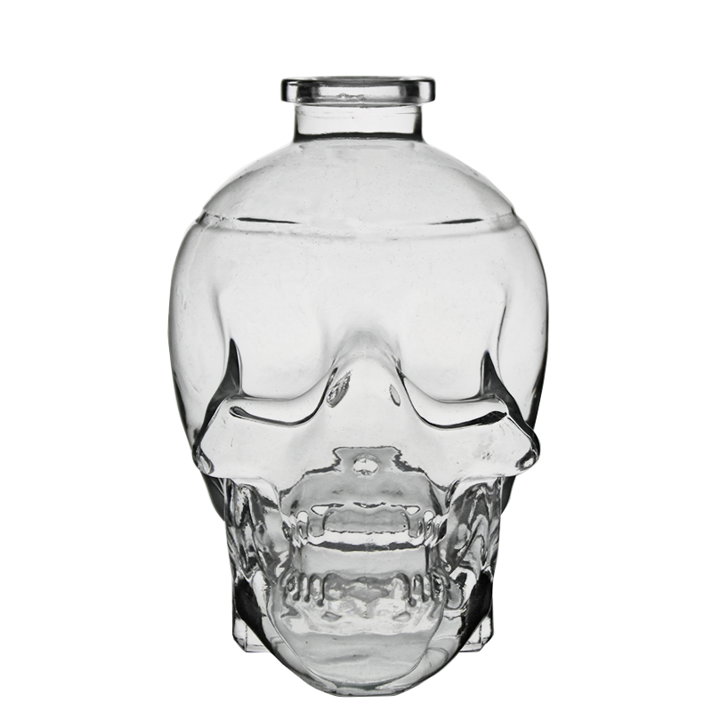 wholesale 750ml skull shape whiskey vodka spirits glass bottle Empty White Unique 700ml Vodka Glass Skull Bottle