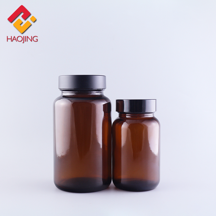 wholesale 75ml 100ml 120ml 150ml 200ml amber round glass pill packaging bottles