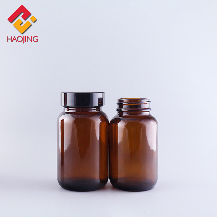 wholesale 75ml 100ml 120ml 150ml 200ml amber round glass pill packaging bottles