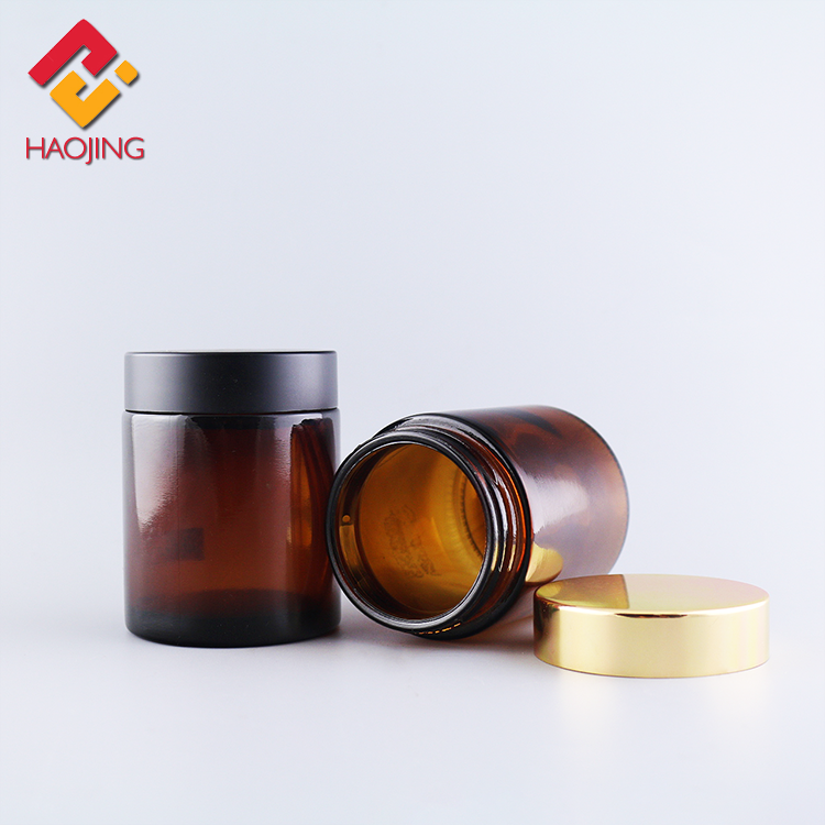 wholesale 75ml 100ml 120ml 150ml 200ml amber round glass pill packaging bottles