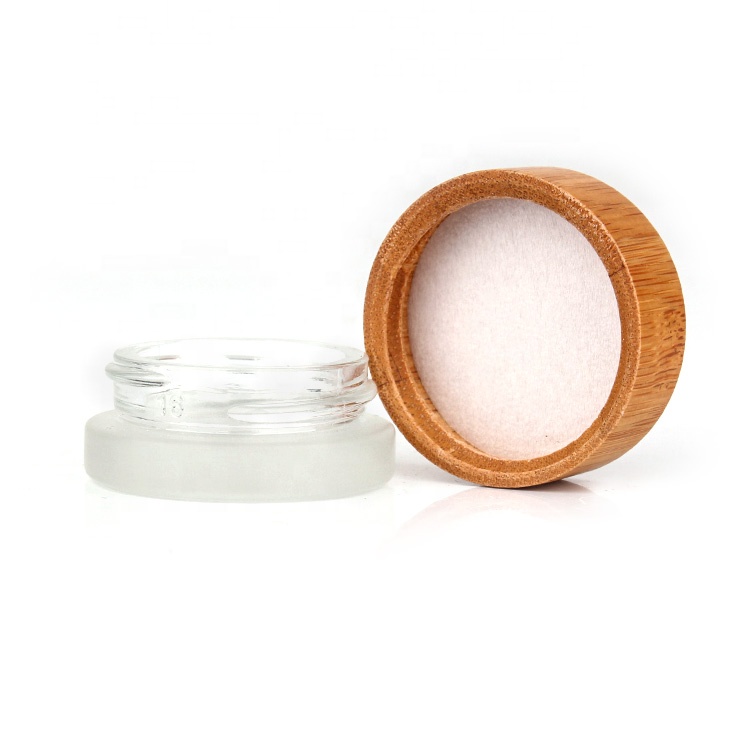 wholesale 7ml 10ml empty cosmetic skin care glass jar bottle for face cream lotion with bamboo wooded lid