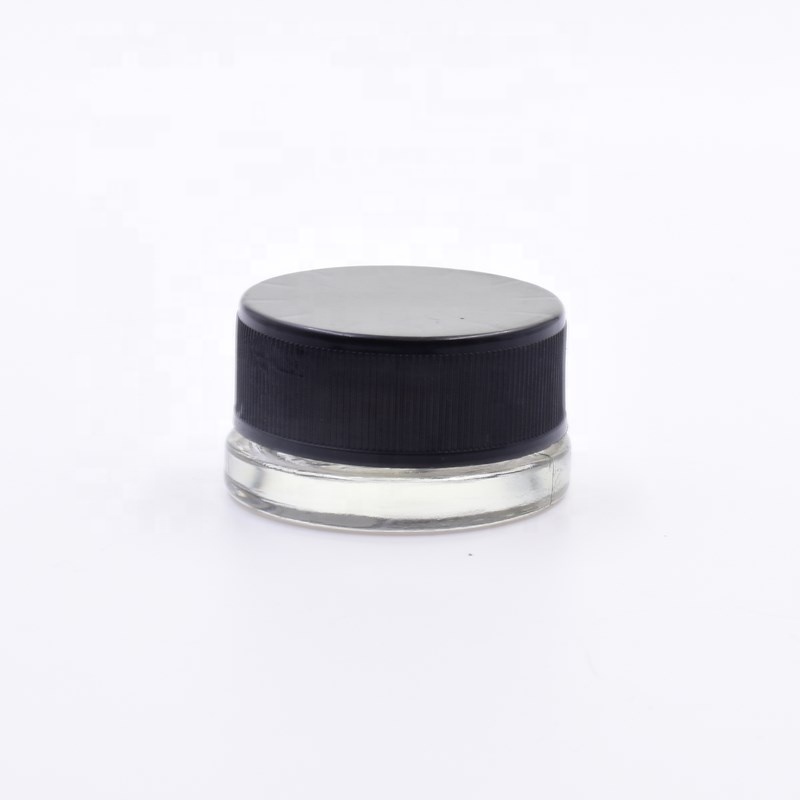 wholesale 7ml clear round food grade kush hemp concentrate packaging eye cream cbd weed jars child resistant glass jar CR lid