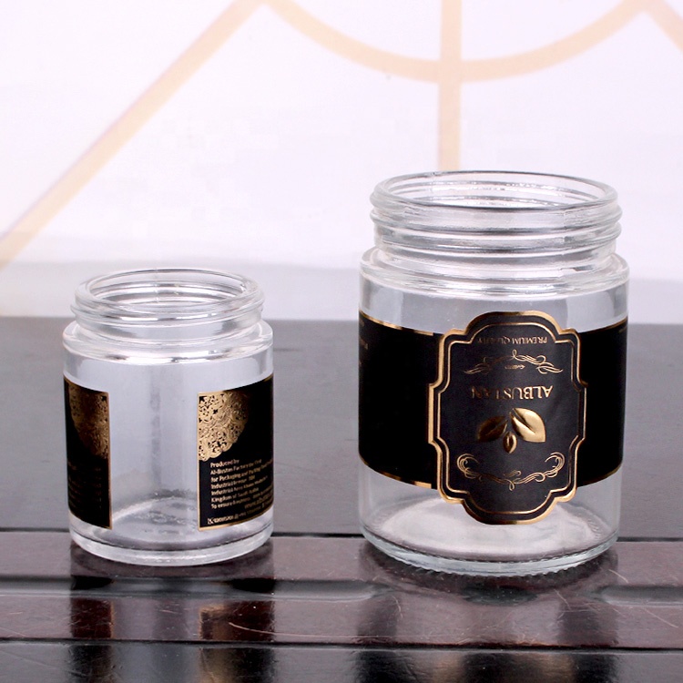 wholesale 80ml 110ml 200ml round glass jar with customized printing logo