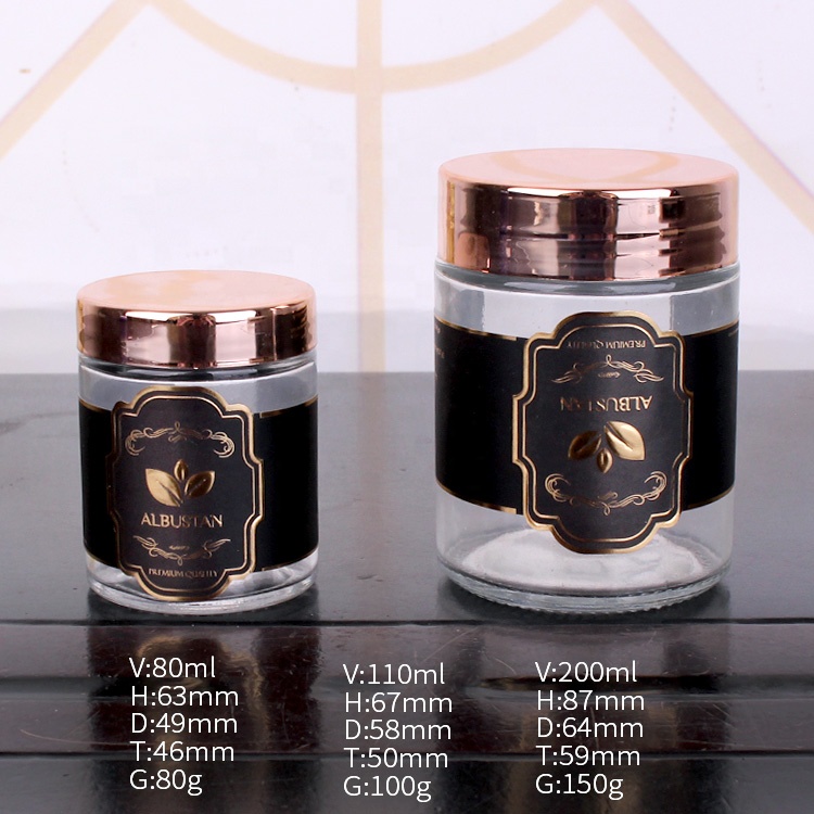 wholesale 80ml 110ml 200ml round glass jar with customized printing logo