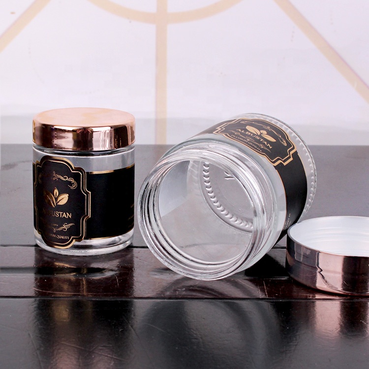 wholesale 80ml 110ml 200ml round glass jar with customized printing logo