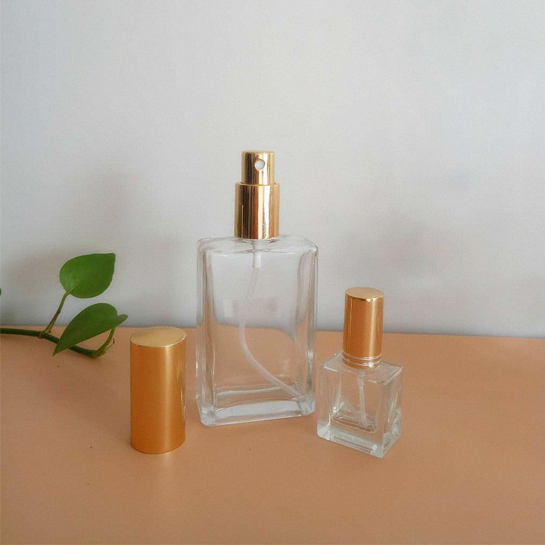 wholesale 8ml 15ml 30ml 50ml 70ml 100ml clear flat square glass perfume bottle with sprayer or dropper