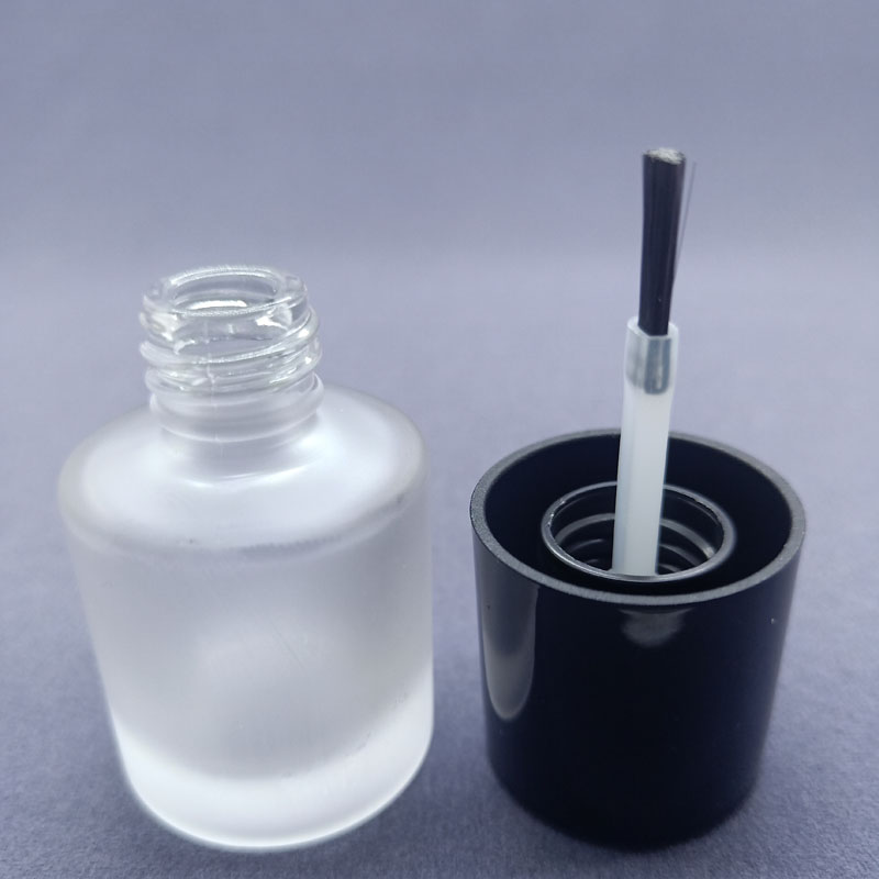 wholesale 8ml small frosted surface glass bottles for nail polish with cap and brush in china
