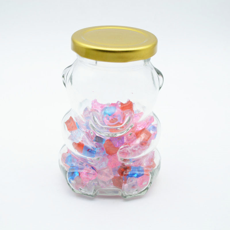 wholesale Abeisi decorative teddy bear shaped clear glass jar and container supplier with lids 9oz 270ml glass jar