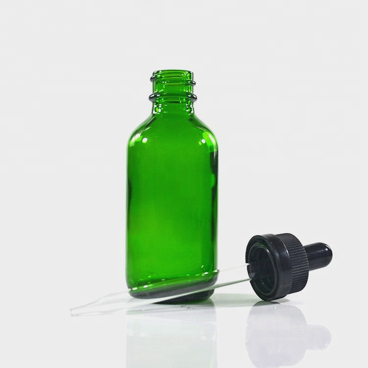 wholesale Boston round bottle 60ml essential oil amber glass dropper bottle with screw cap and rubber stopper