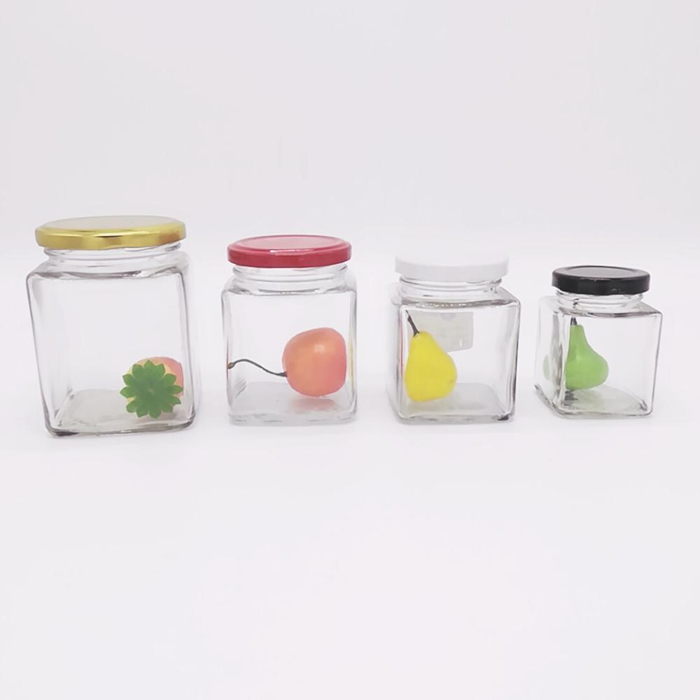 wholesale Cheap price fancy Caviar spice square shape 250ml 100ml honey glass jars