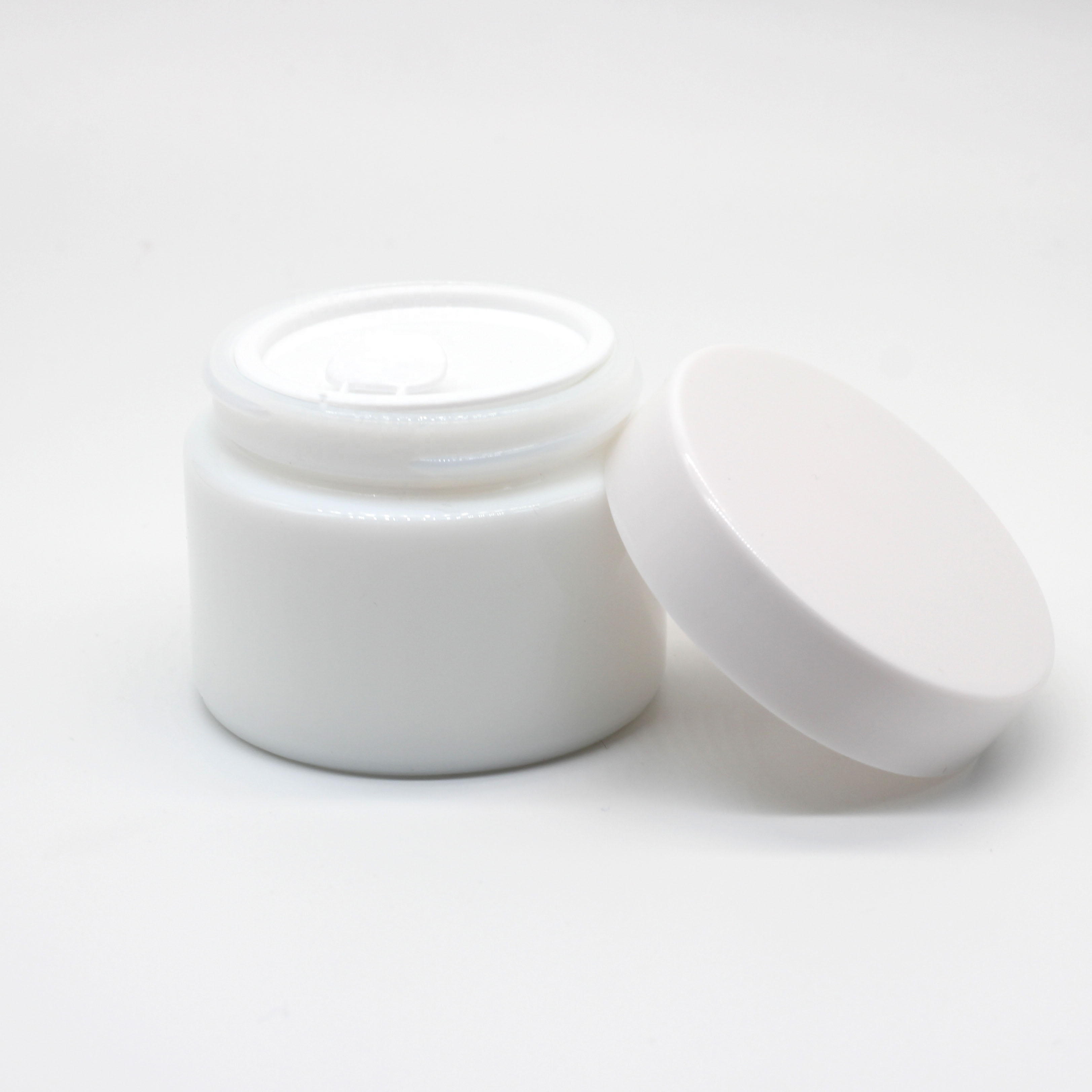 wholesale China factory 50g opal glass jar for skincare packaging