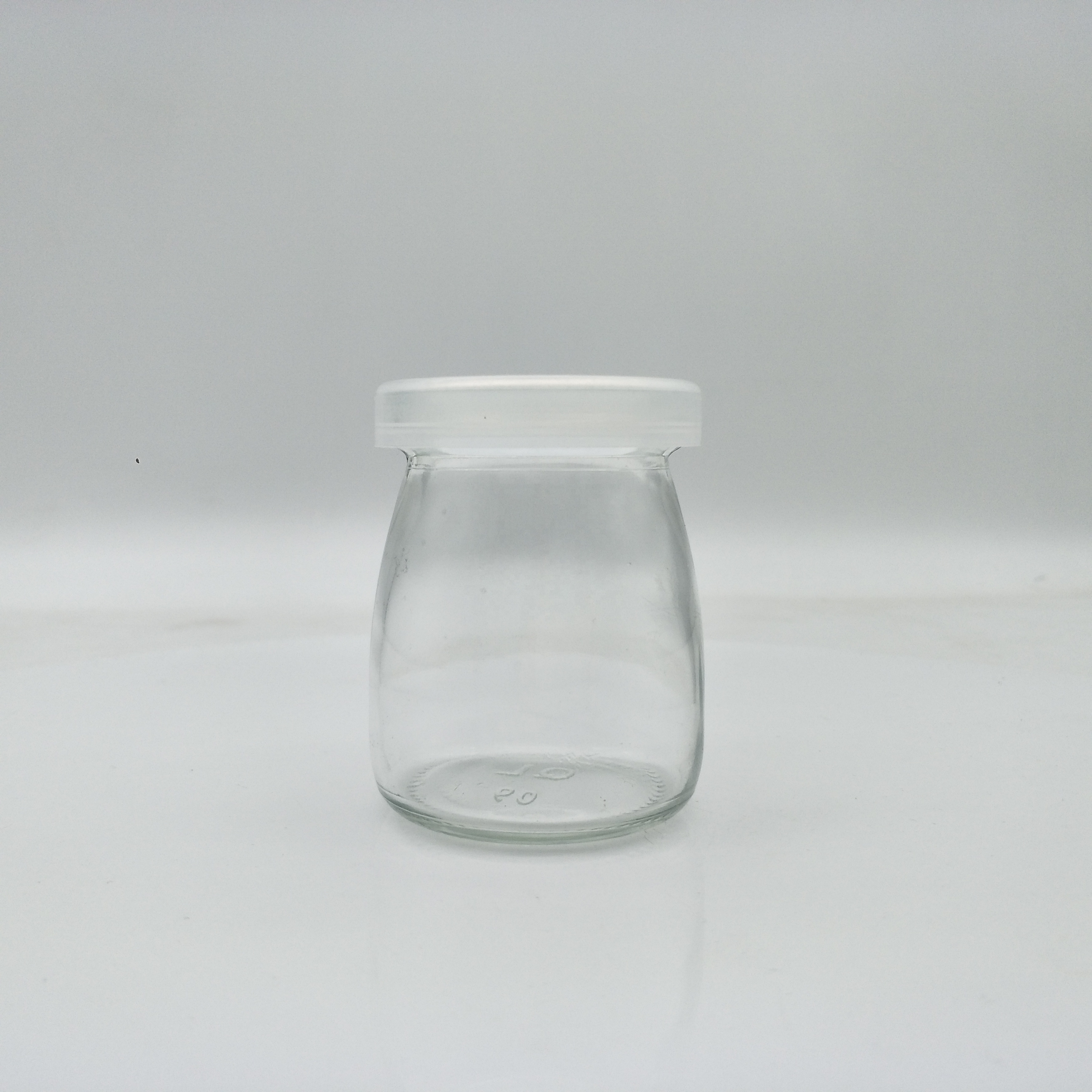 wholesale Clear 100ml wide mouth bottle yogurt glass pudding bottle with plastic cap