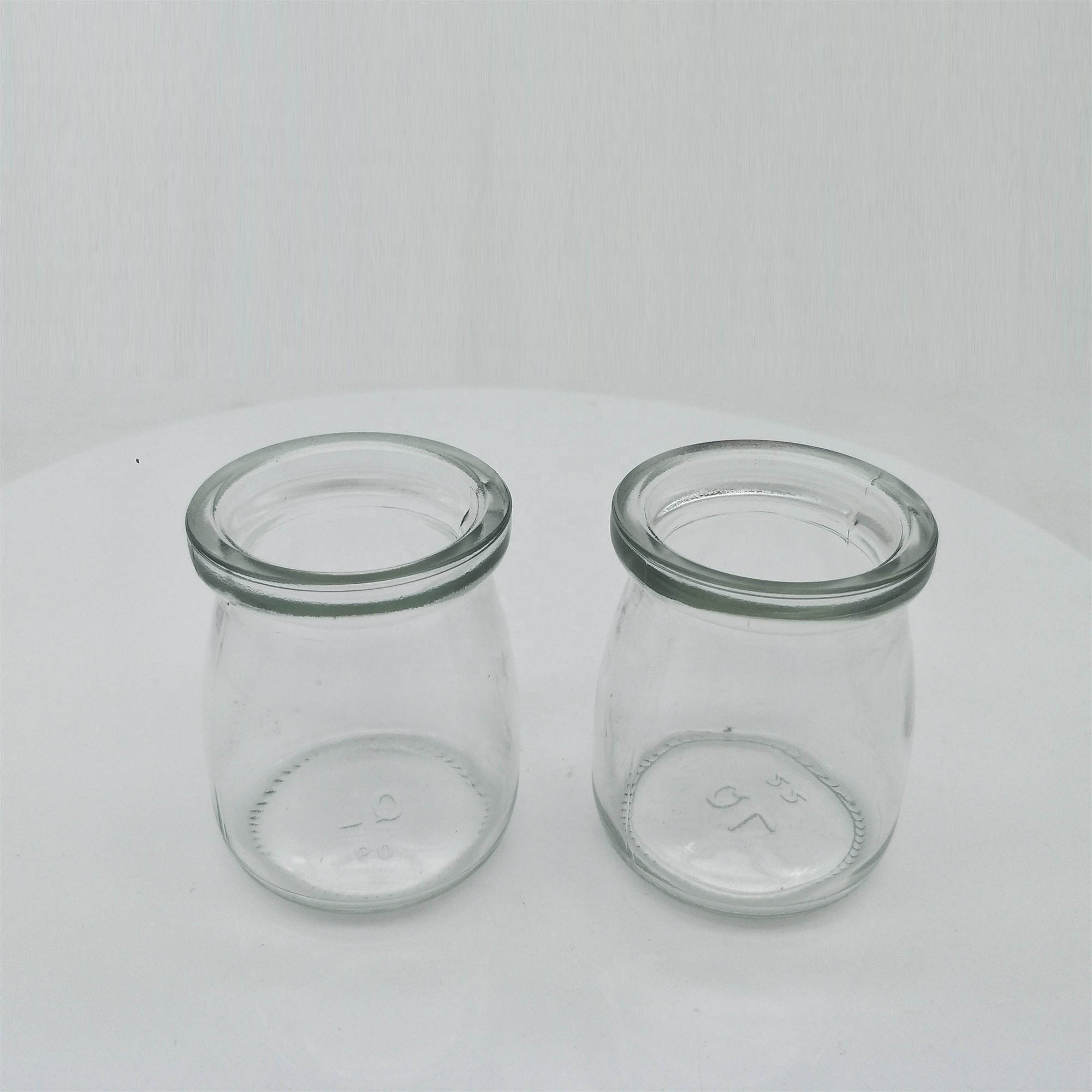 wholesale Clear 100ml wide mouth bottle yogurt glass pudding bottle with plastic cap