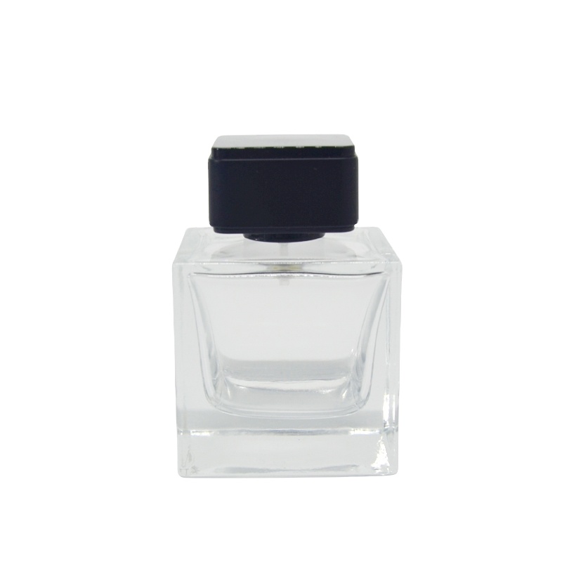 wholesale Clear Empty Square Shaped Glass Spray Perfume Bottle 100ml 50ml 30ml from China