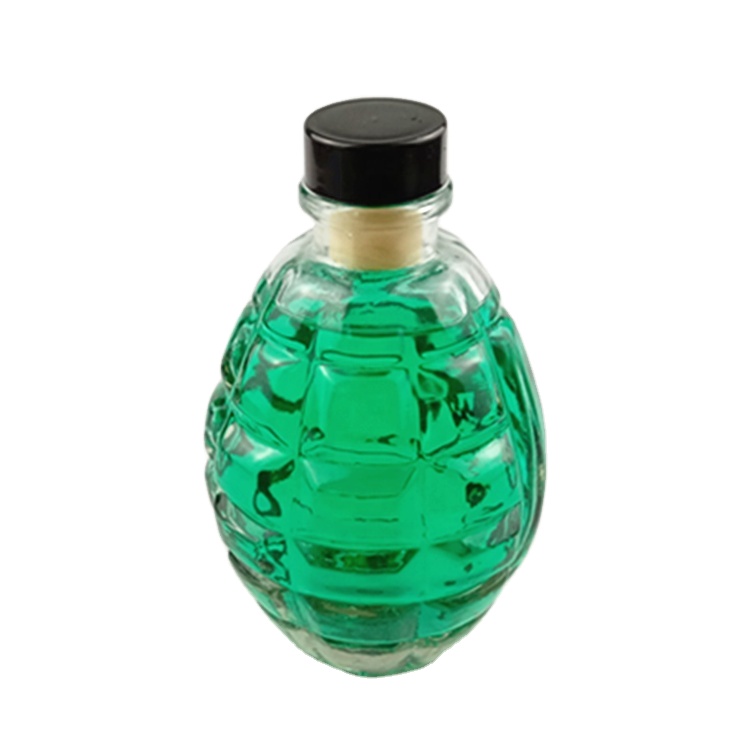 wholesale Clear grenade shape wine glass bottle 250ml with cork