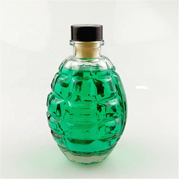 wholesale Clear grenade shape wine glass bottle 250ml with cork