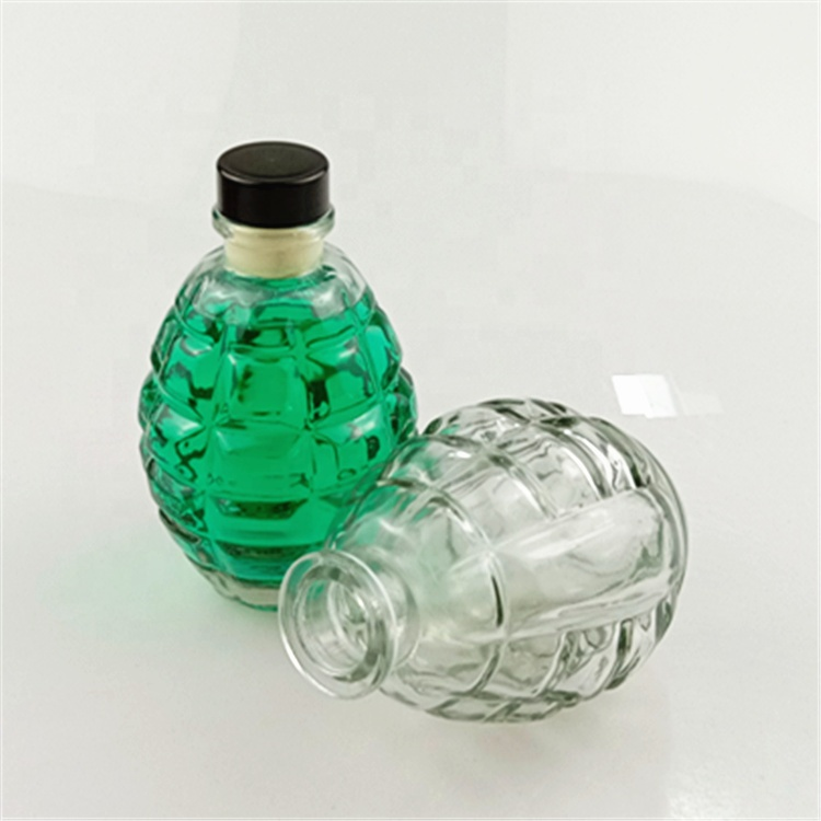 wholesale Clear grenade shape wine glass bottle 250ml with cork