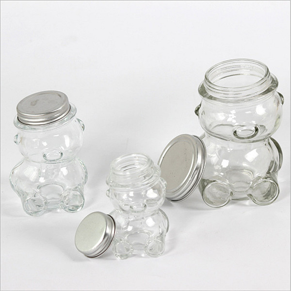 wholesale Empty Teddy Bear Shape Glass Bottles for Food Packaging