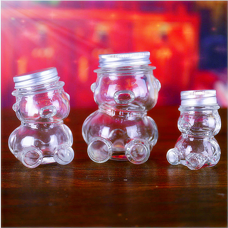 wholesale Empty Teddy Bear Shape Glass Bottles for Food Packaging