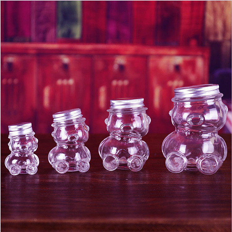 wholesale Empty Teddy Bear Shape Glass Bottles for Food Packaging