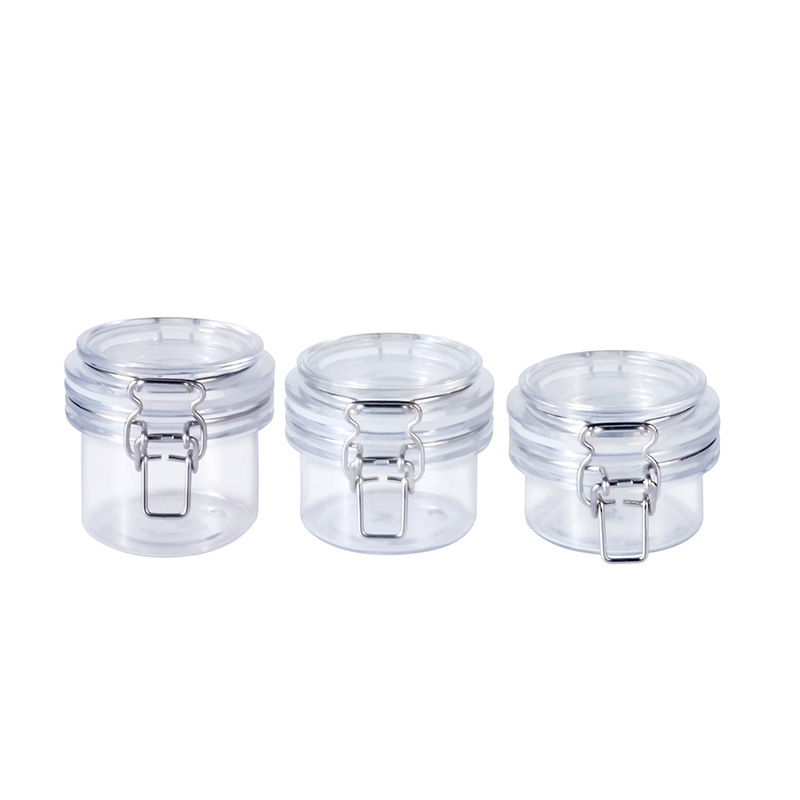 wholesale Empty round 50g 100g 150g 200g 250g 500g 1000g clear PET plastic bail jar mason jars for food storage