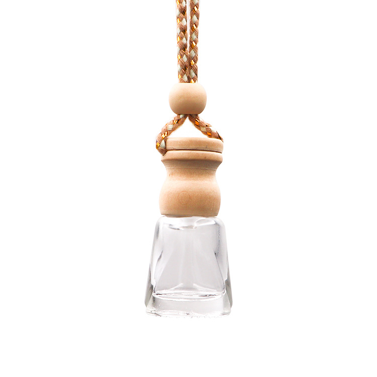 wholesale Essential Oil Diffuser Hanging Car Perfume Bottle 10ml Car Air Freshener Glass Bottle With Wooden Lid