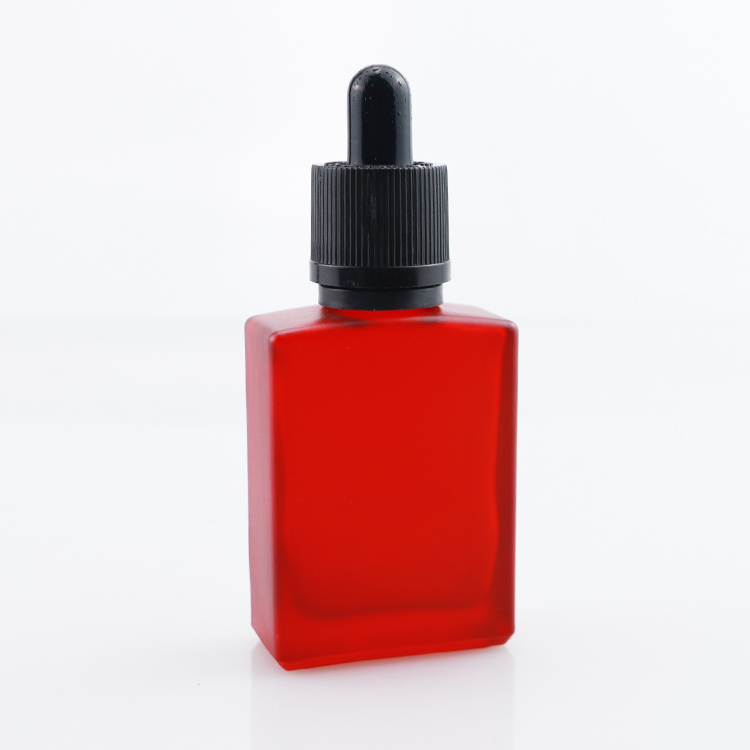 wholesale Essential oil e liquid 30ml matte frosted black rectangle square glass dropper bottle tincture oil bottle