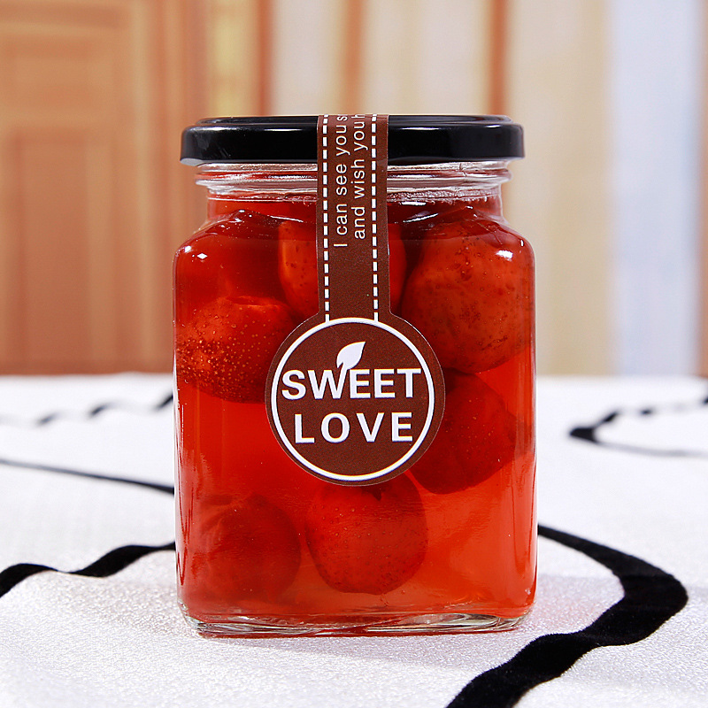 wholesale Food storage Clear Square 250ml 350ml Glass storage Jar with Metal Lid