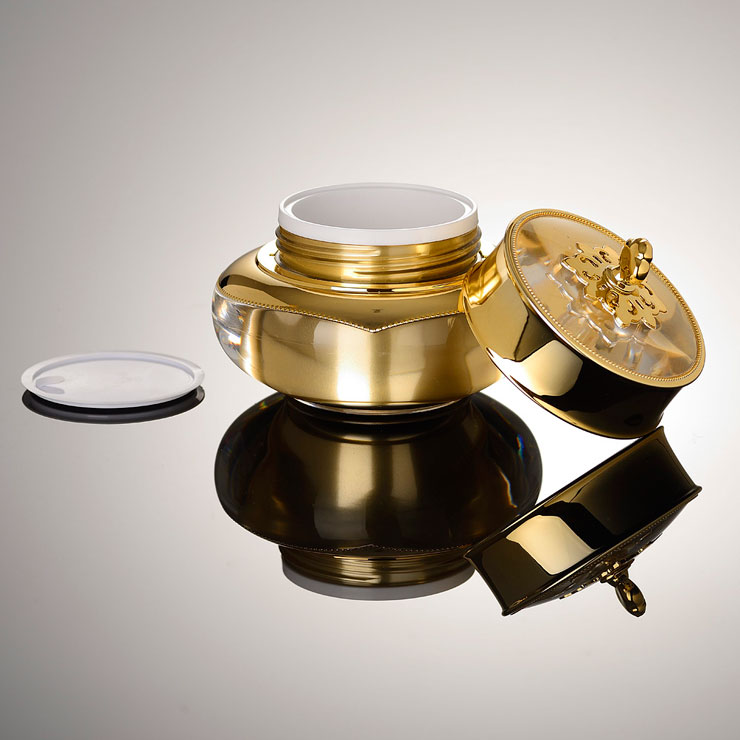 wholesale JA201 50ml acrylic jar for cosmetics, 50 g acrylic cosmetic jars wholesale,plastic empty golden beauty cream container