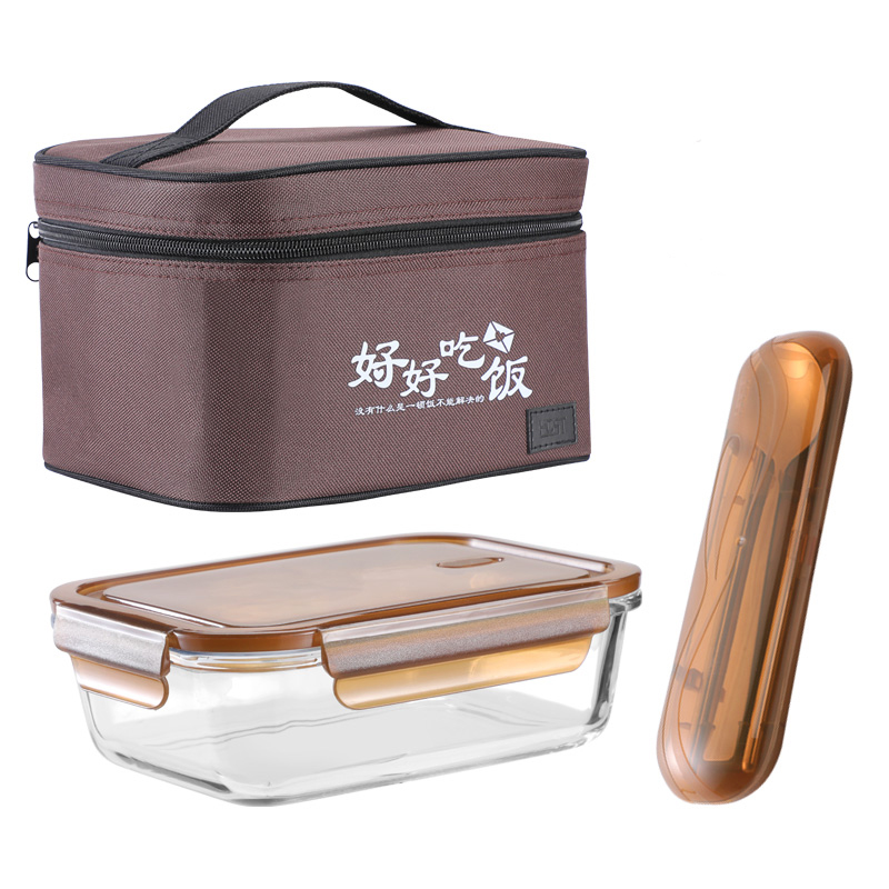 wholesale Kitchen glass container with customized bag cutlery promotional gifts glass food containers