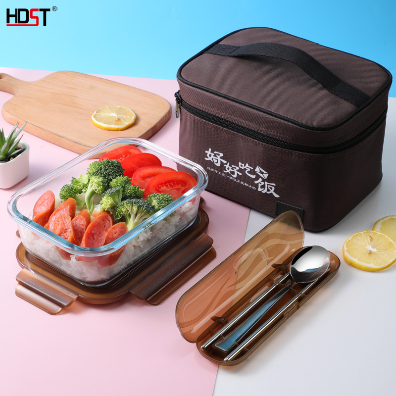 wholesale Kitchen glass container with customized bag cutlery promotional gifts glass food containers