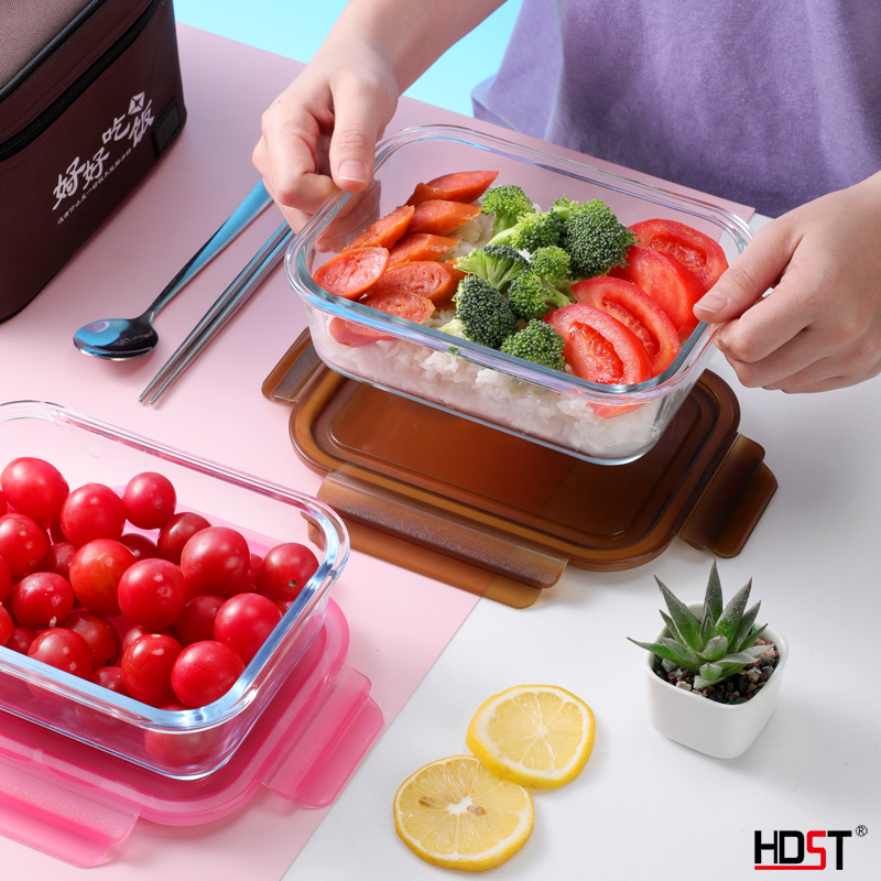wholesale Kitchen glass container with customized bag cutlery promotional gifts glass food containers