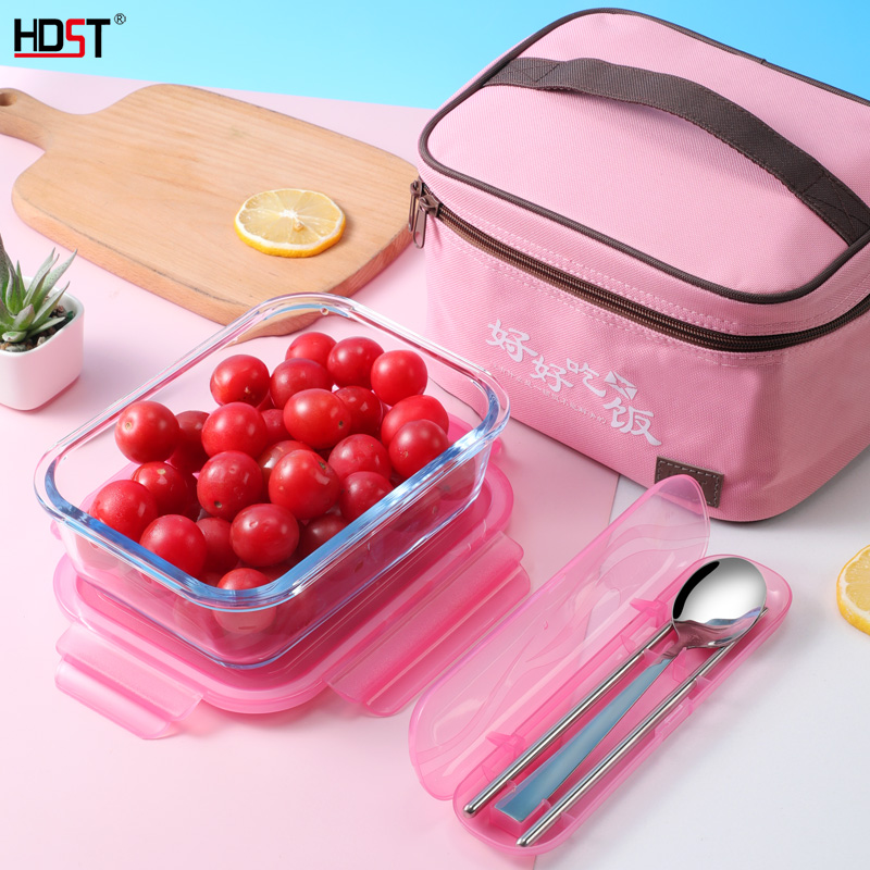 wholesale Kitchen glass container with customized bag cutlery promotional gifts glass food containers