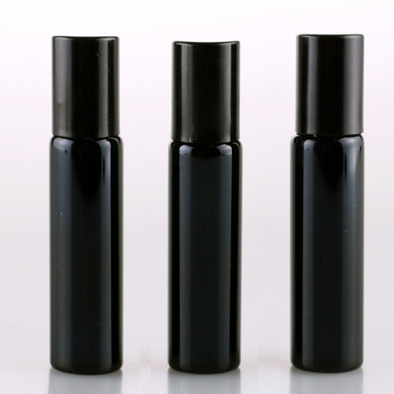wholesale Refillable UV Plating Roll On gold black Glass Roller Bottle For Perfume essential oil