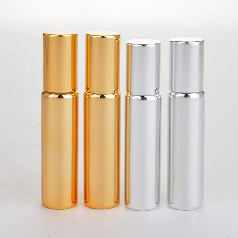 wholesale Refillable UV Plating Roll On gold black Glass Roller Bottle For Perfume essential oil