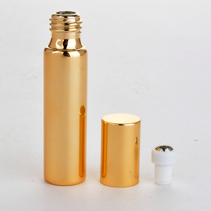 wholesale Refillable UV Plating Roll On gold black Glass Roller Bottle For Perfume essential oil