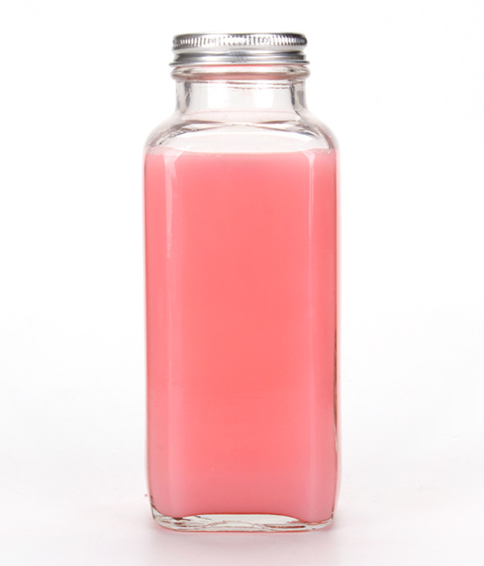 wholesale Square 250ml 350ml 500ML Milk Juice Tea coffee Drinking Glass Bottle With Lid