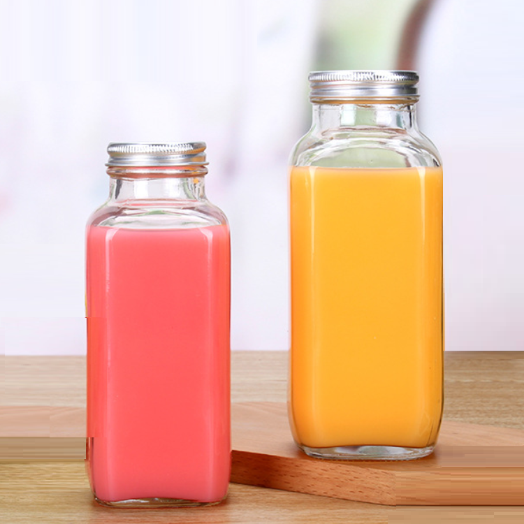 wholesale Square 250ml 350ml 500ML Milk Juice Tea coffee Drinking Glass Bottle With Lid