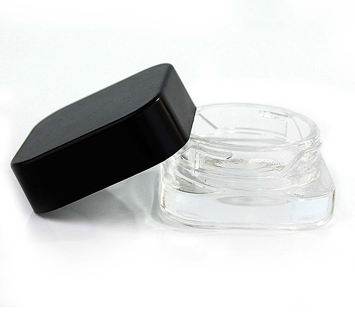 wholesale air tight smell proof CBD concentrate 5ml child resistant jars with black or white lids square child proof jar