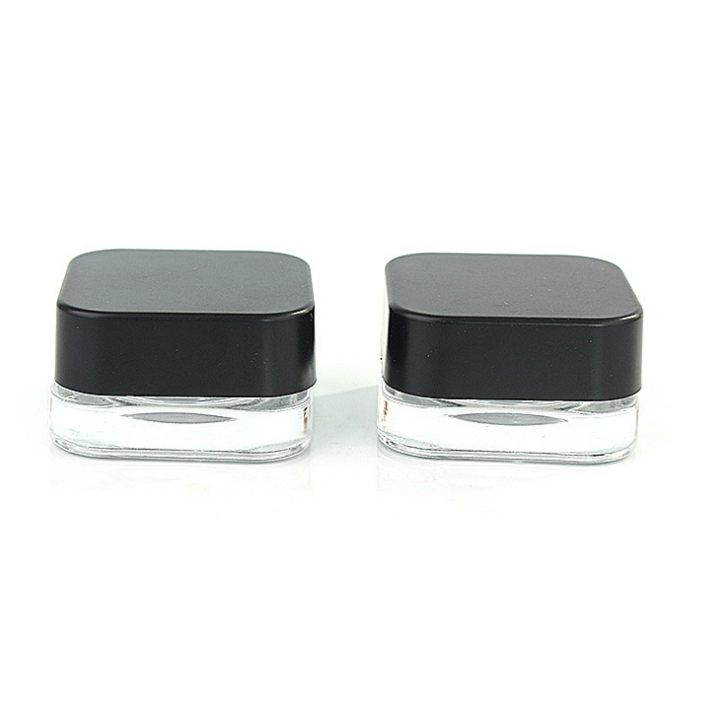 wholesale air tight smell proof CBD concentrate 5ml child resistant jars with black or white lids square child proof jar