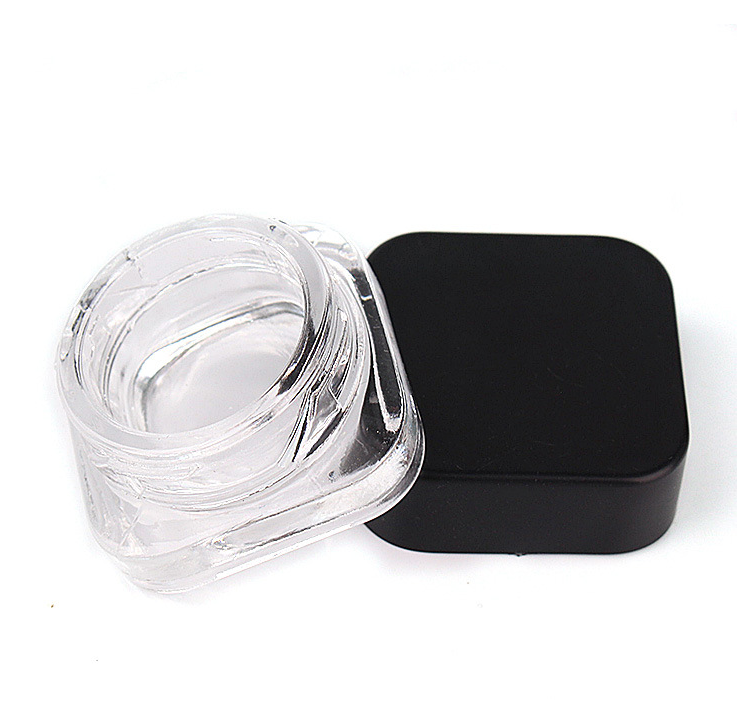 wholesale air tight smell proof CBD concentrate 5ml child resistant jars with black or white lids square child proof jar