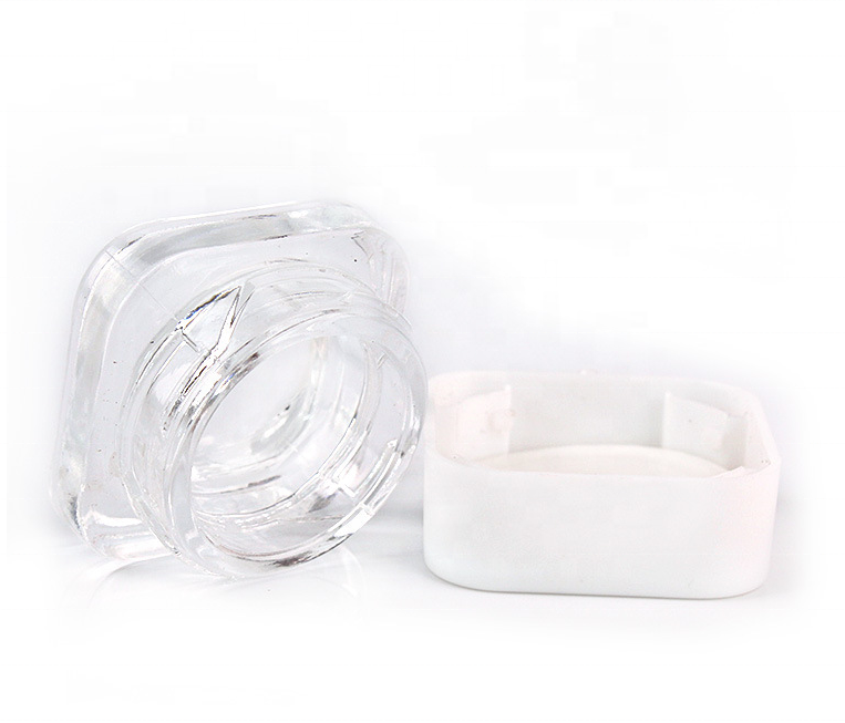 wholesale air tight smell proof CBD concentrate oil 9ml 10ml child resistant square glass jars with black or white lids