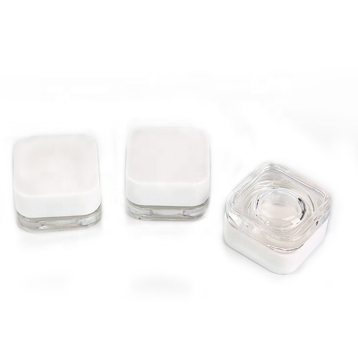 wholesale air tight smell proof CBD concentrate oil 9ml 10ml child resistant square glass jars with black or white lids