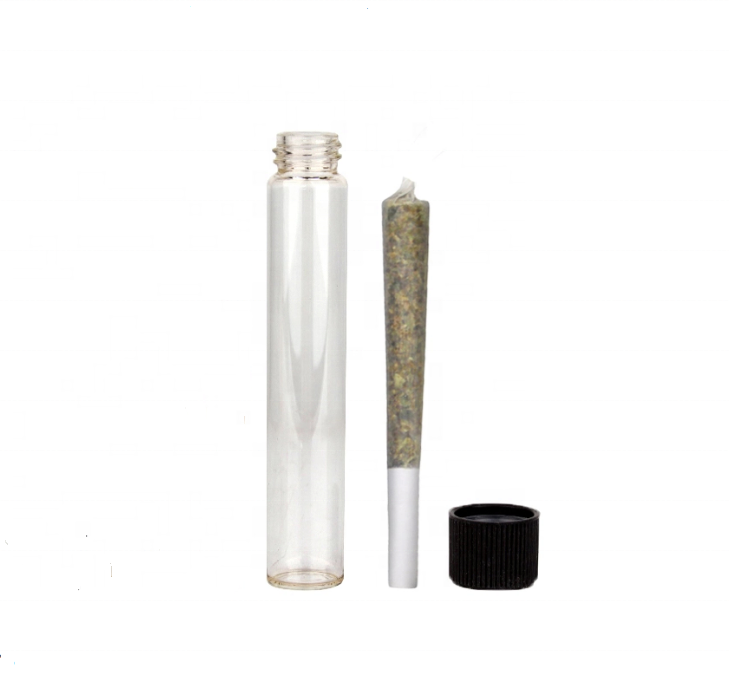 wholesale air tight smell proof preroll glass tubes for preroll packaging with child proof cap 20x120 22x115 22x119
