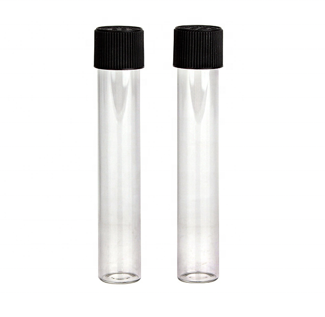 wholesale air tight smell proof preroll glass tubes for preroll packaging with child proof cap 20x120 22x115 22x119