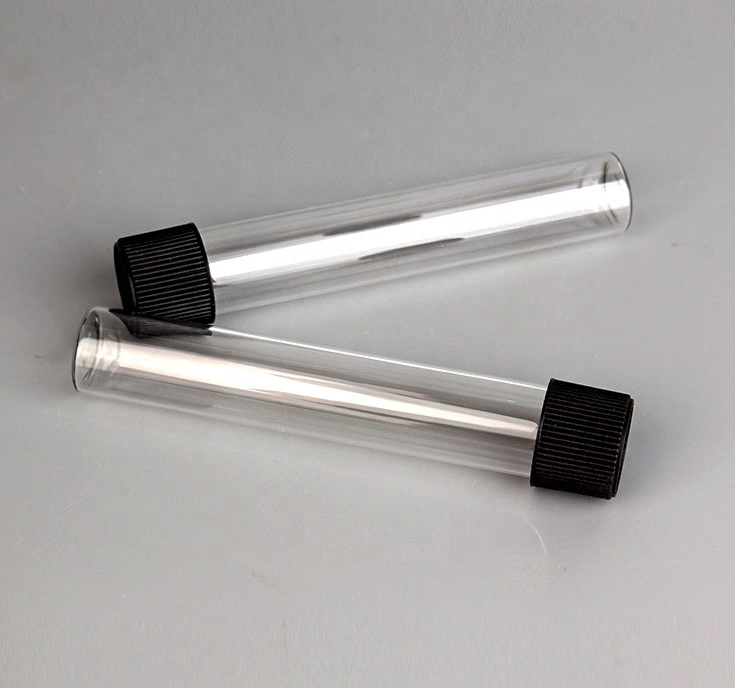 wholesale air tight smell proof preroll glass tubes for preroll packaging with child proof cap 20x120 22x115 22x119