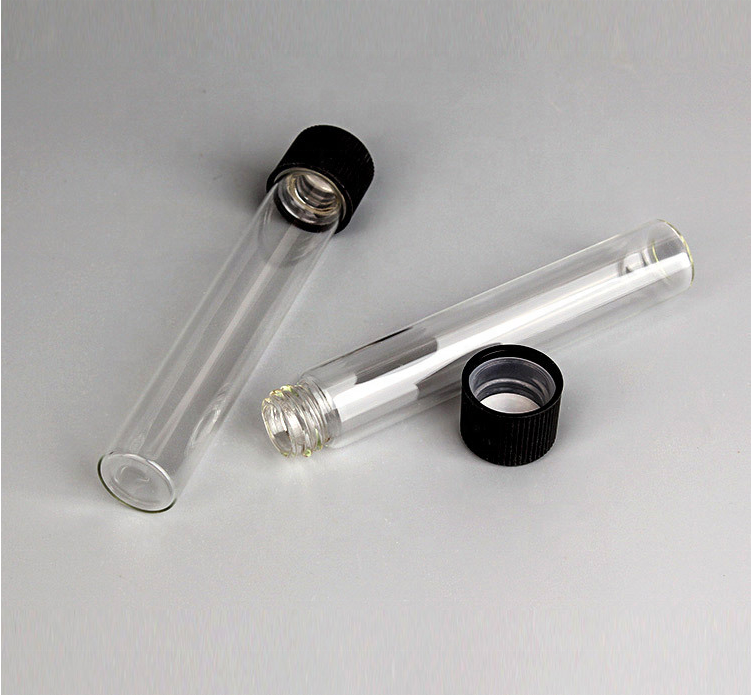 wholesale air tight smell proof preroll glass tubes for preroll packaging with child proof cap 20x120 22x115 22x119